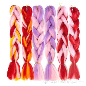 24inch Synthetic Jumbo Braid Hair Extension African Braiding Attachment for Twist yaki braiding Ombre Candy Color